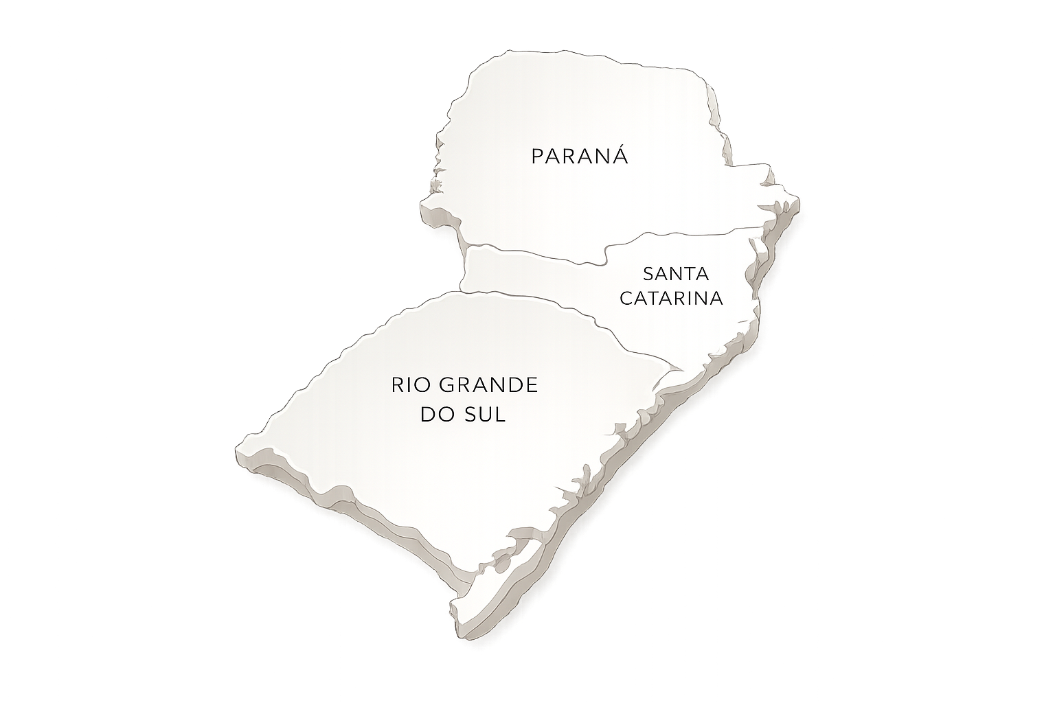 Mapa geográfico da Região Sul do Brasil, destacando Paraná, Santa Catarina e Rio Grande do Sul